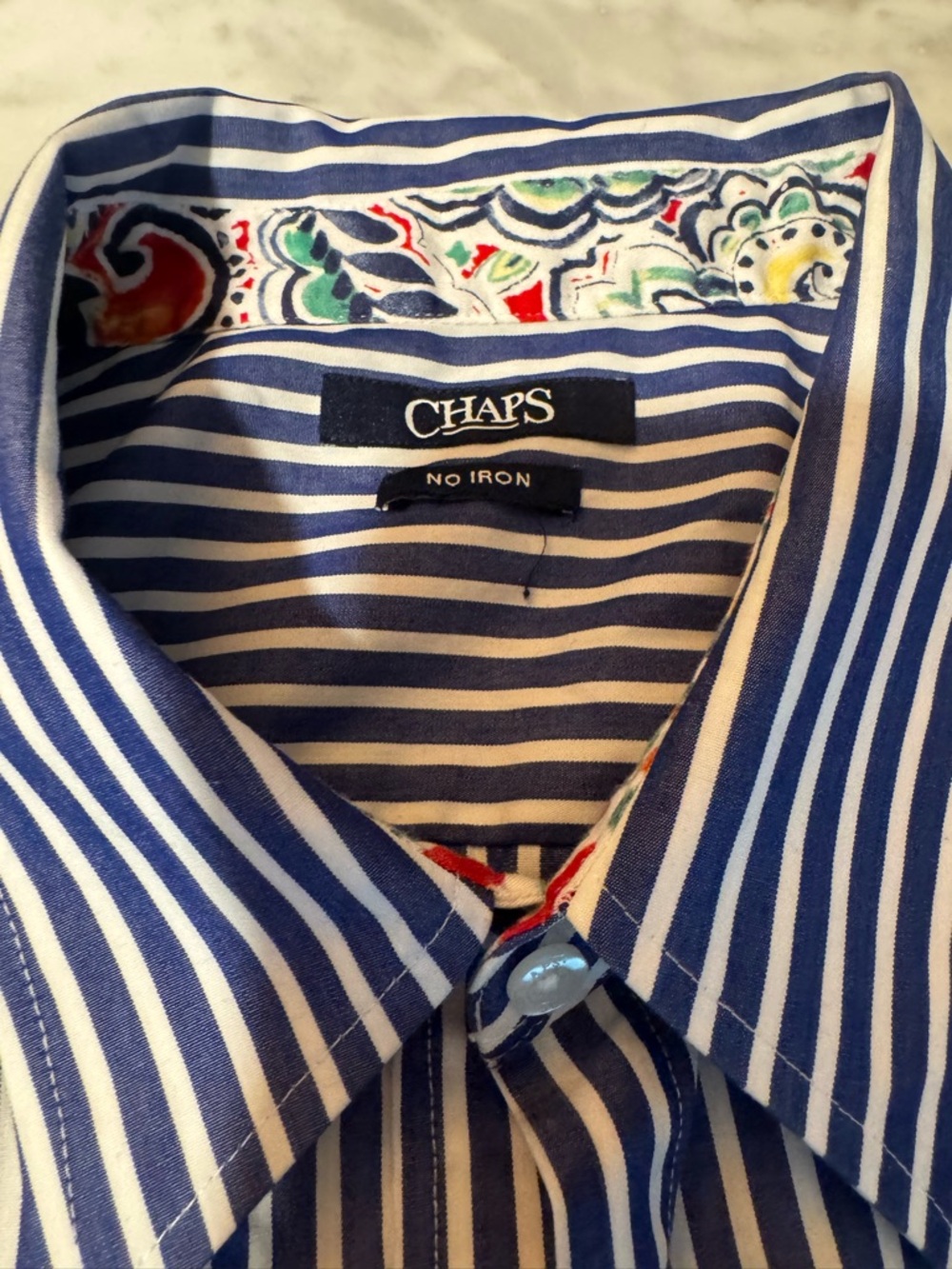 Ralph Lauren (CHAPS) button-down striped shirt w. cuff accents.
XXL (prob a 14) - Picture 12 of 16